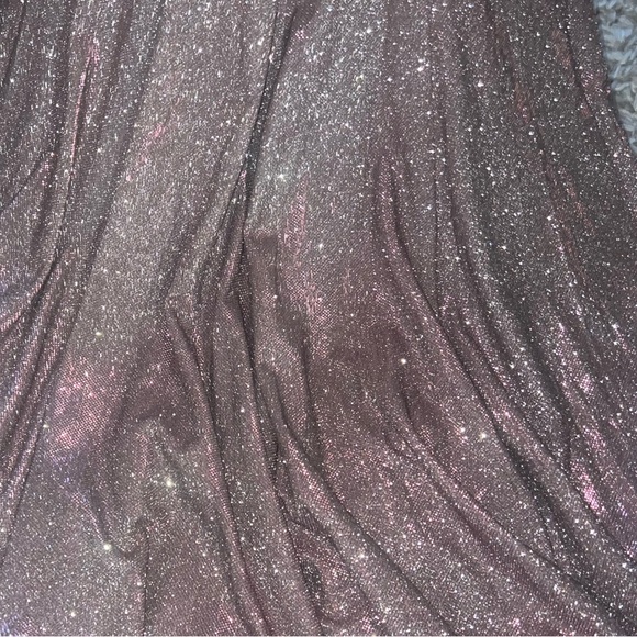 Cinderella Divine Metallic Glitter Gown with Slit - Mauve Style - KC876 - Picture 4 of 5